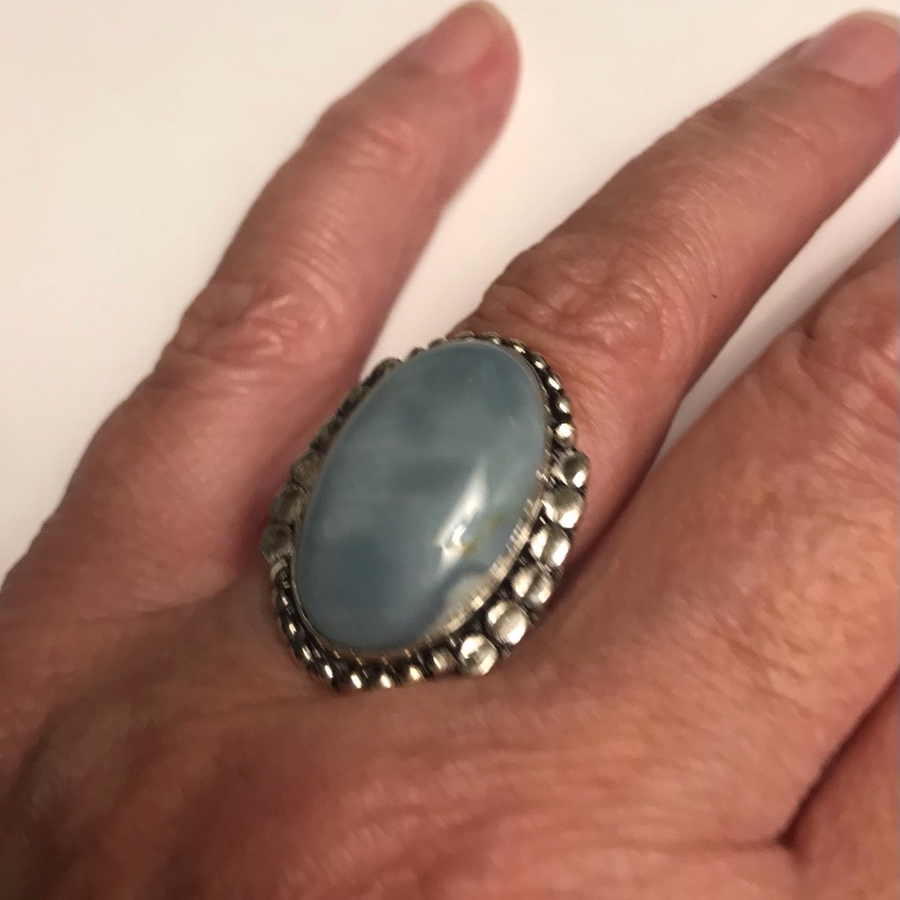 Owhyee Opal Stamped 925 Sterling Silver Ring